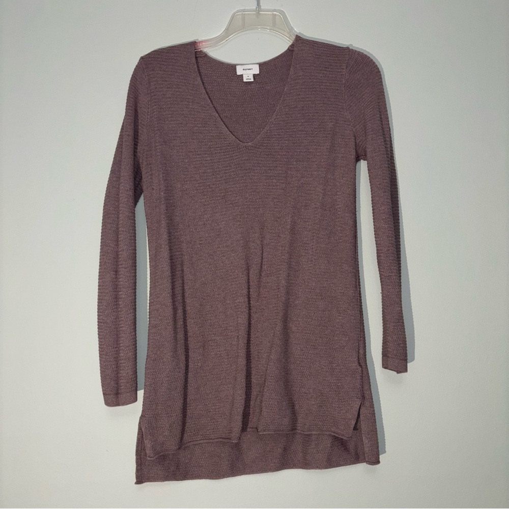 Old Navy Long Sleeve V-Neck Top - Purple Mauve